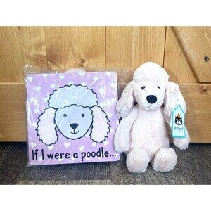 Jellycat Bashful Pink Poodle Small Plush NWT + If I Were a Poodle Book Retired